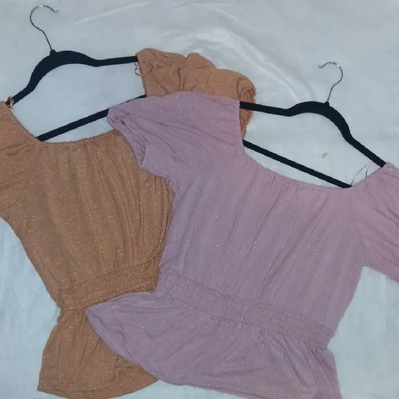 LC Lauren Conrad Puff Sleeve Peplum Blouses - Dusty Rose & Rust - Picture 5 of 5